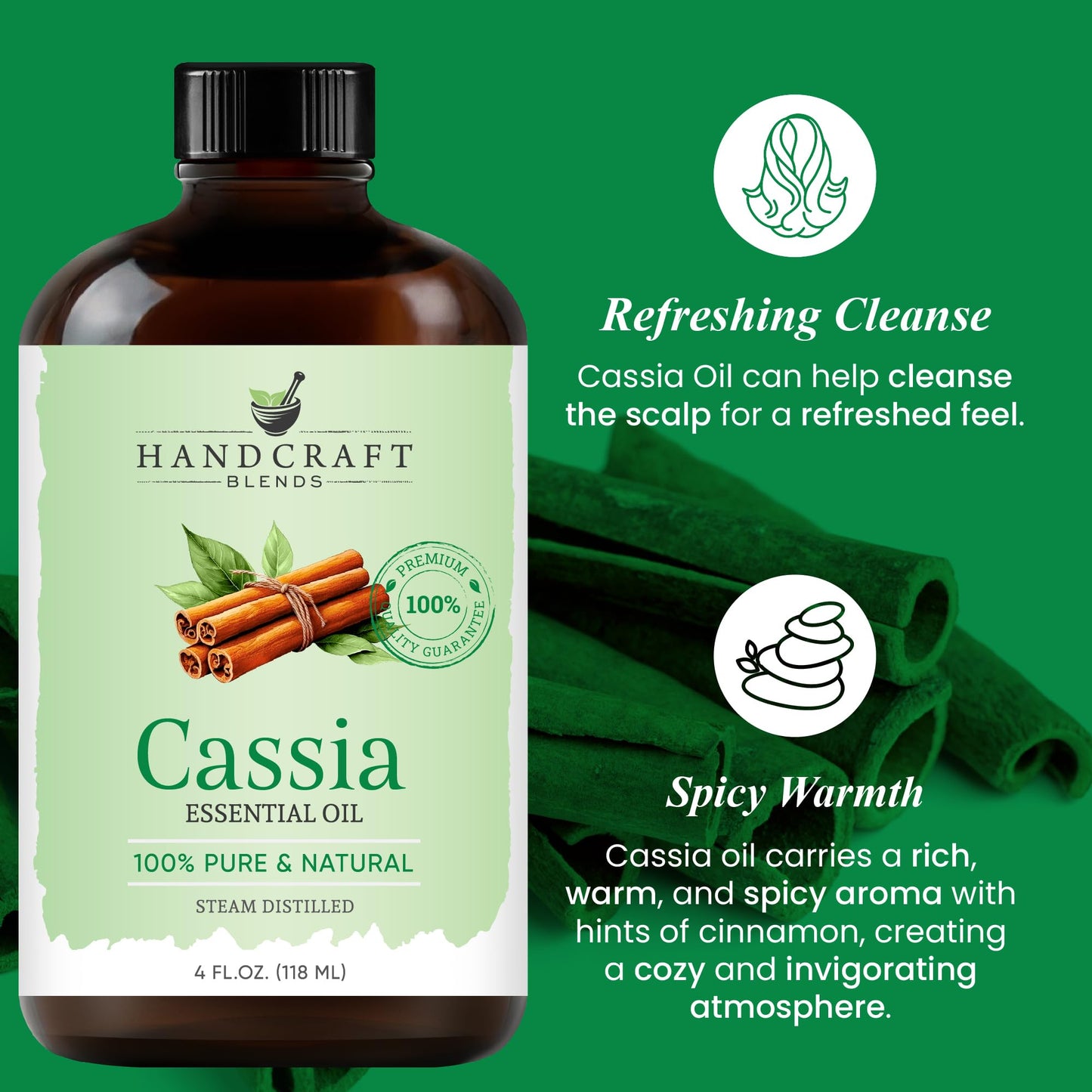 Handcraft Blends Cassia Essential Oil – 4 Fl Oz | 100% Pure & Natural