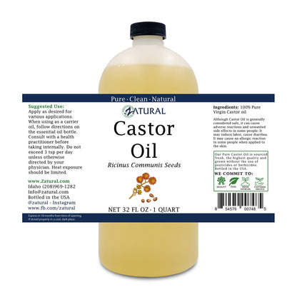 Castor Oil 100% Pure - Organic Ricinus Communis (32 oz)