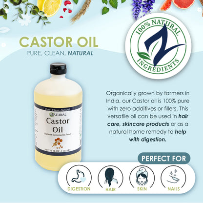 Castor Oil 100% Pure - Organic Ricinus Communis (32 oz)