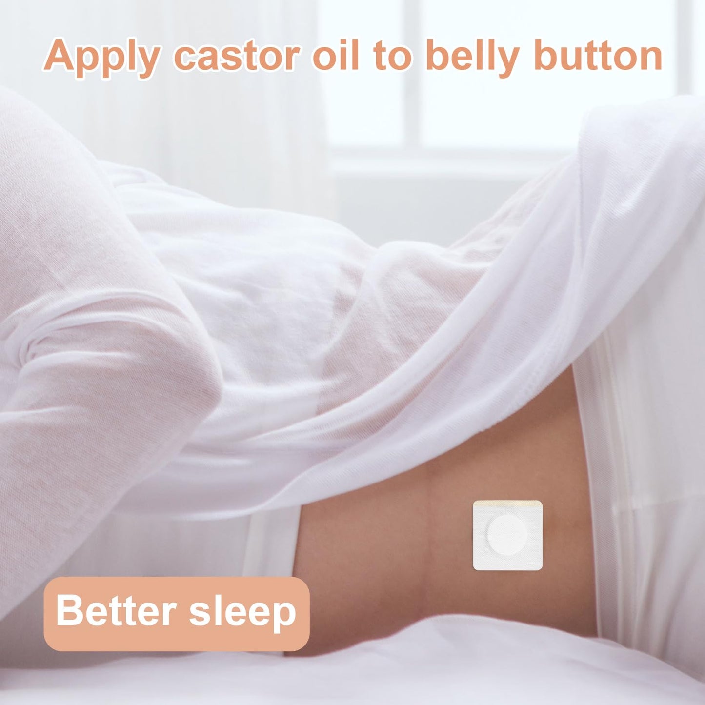 30 Pcs Castor Oil Belly Button Patches – Organic Cotton, 2.76x2.76in, Non-Woven, Self-Adhesive