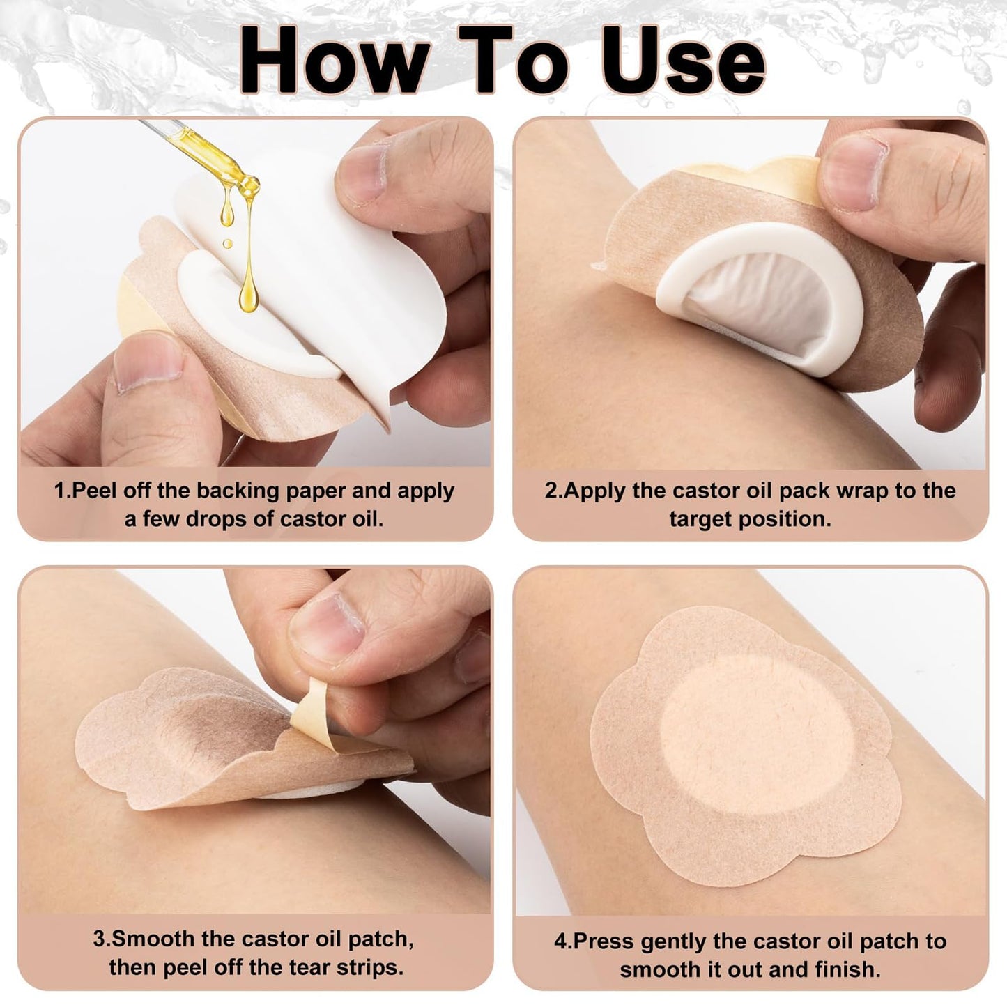50Pcs Castor Oil Belly Button Patch Kit – Organic Cold-Pressed Oil