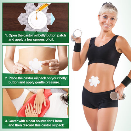 50pcs Castor Oil Belly Button Wraps – Self-Adhesive Disposable Pads (Oil Not Included)