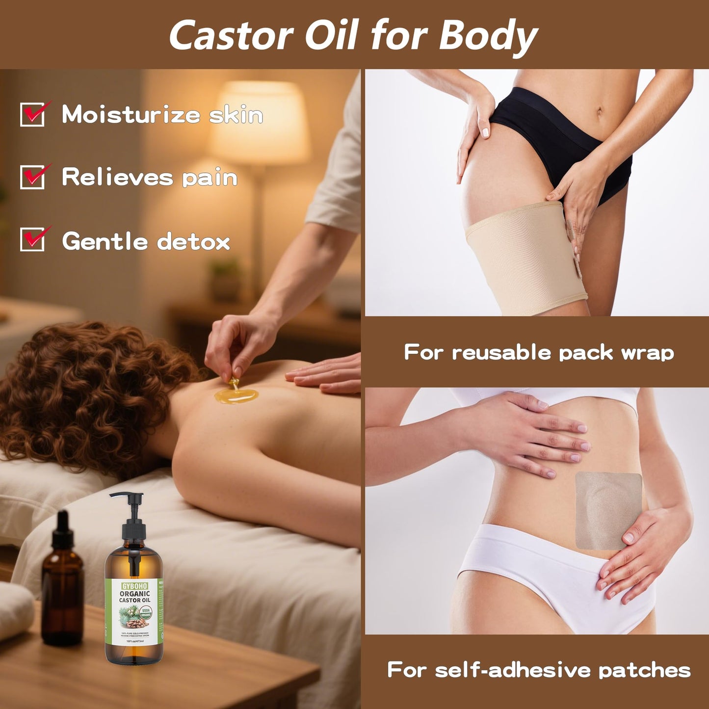 Organic Castor Oil 16oz – Cold Pressed, Glass Bottle | Hair Growth & Liver Detox