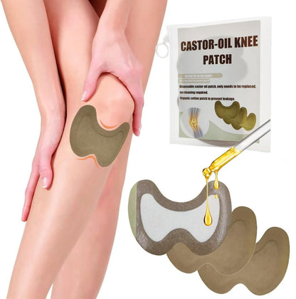 30 Pcs Castor Oil Knee Patches – Self-Adhesive, Disposable Organic Cotton (5.2x3.7in)