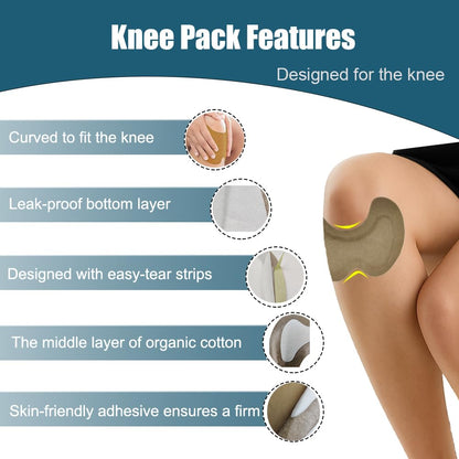 30 Pcs Castor Oil Knee Patches – Self-Adhesive, Disposable Organic Cotton (5.2x3.7in)
