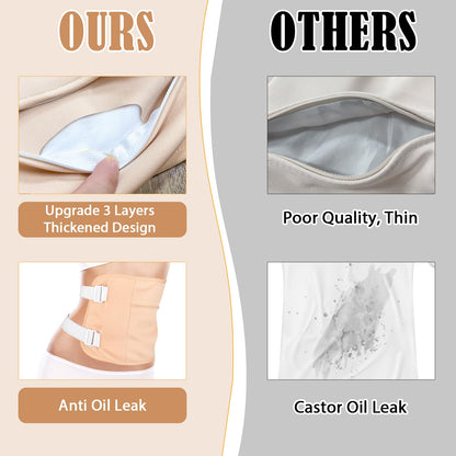7 Pcs Castor Oil Pack Wrap Kit – Organic Cotton, Flannel, Adjustable Straps