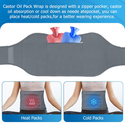 Castor Oil Pack Kit - 4 Pack for Neck, Knee & Abdomen | Reusable, Leak-Proof Wraps