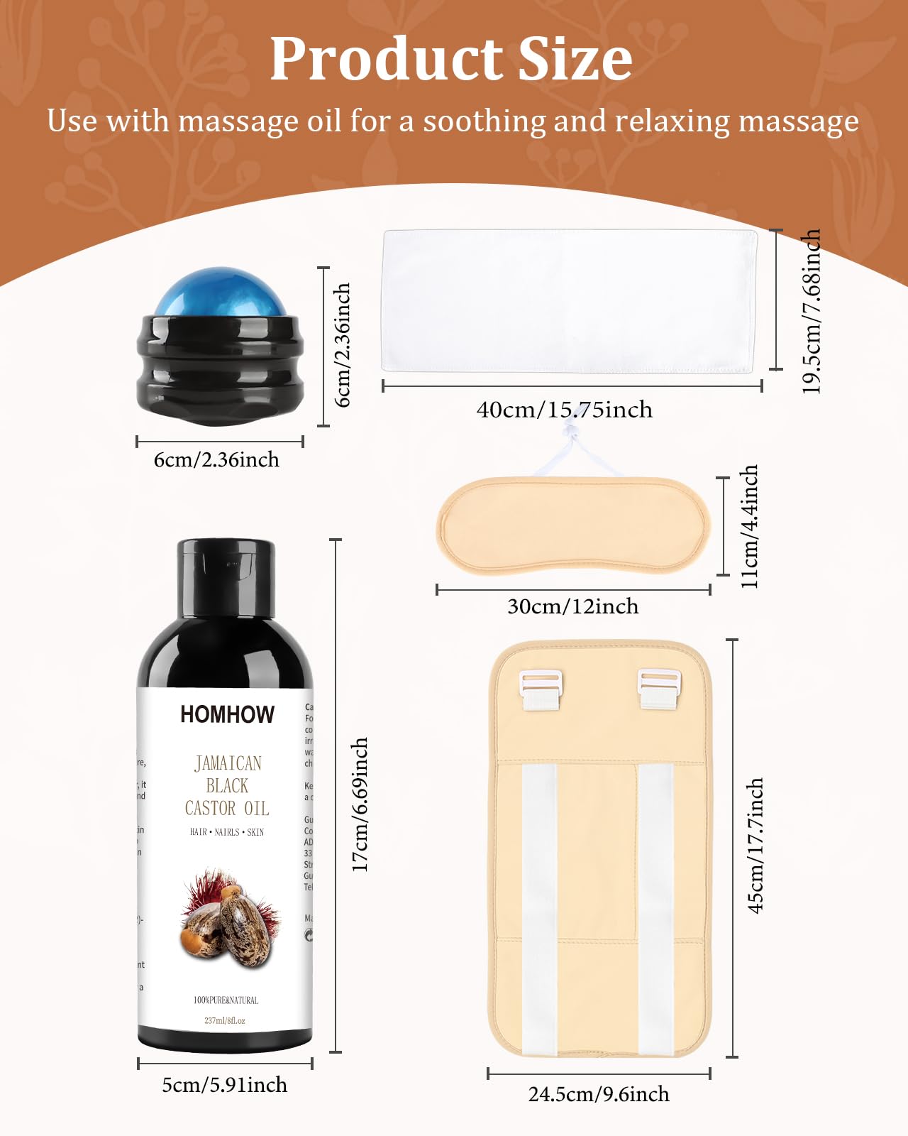 Castor Oil Pack Wrap + Organic Castor Oil (8oz) - Reusable Body Packs