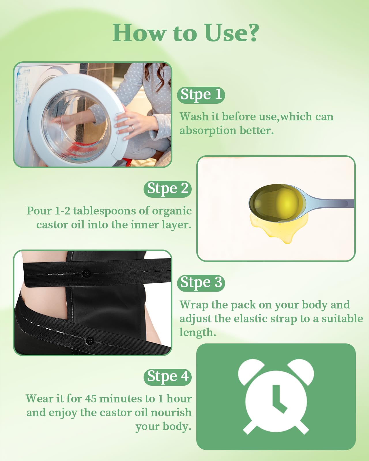Organic Castor Oil Pack Kit – 9 Pcs Reusable Wraps (Adjustable)