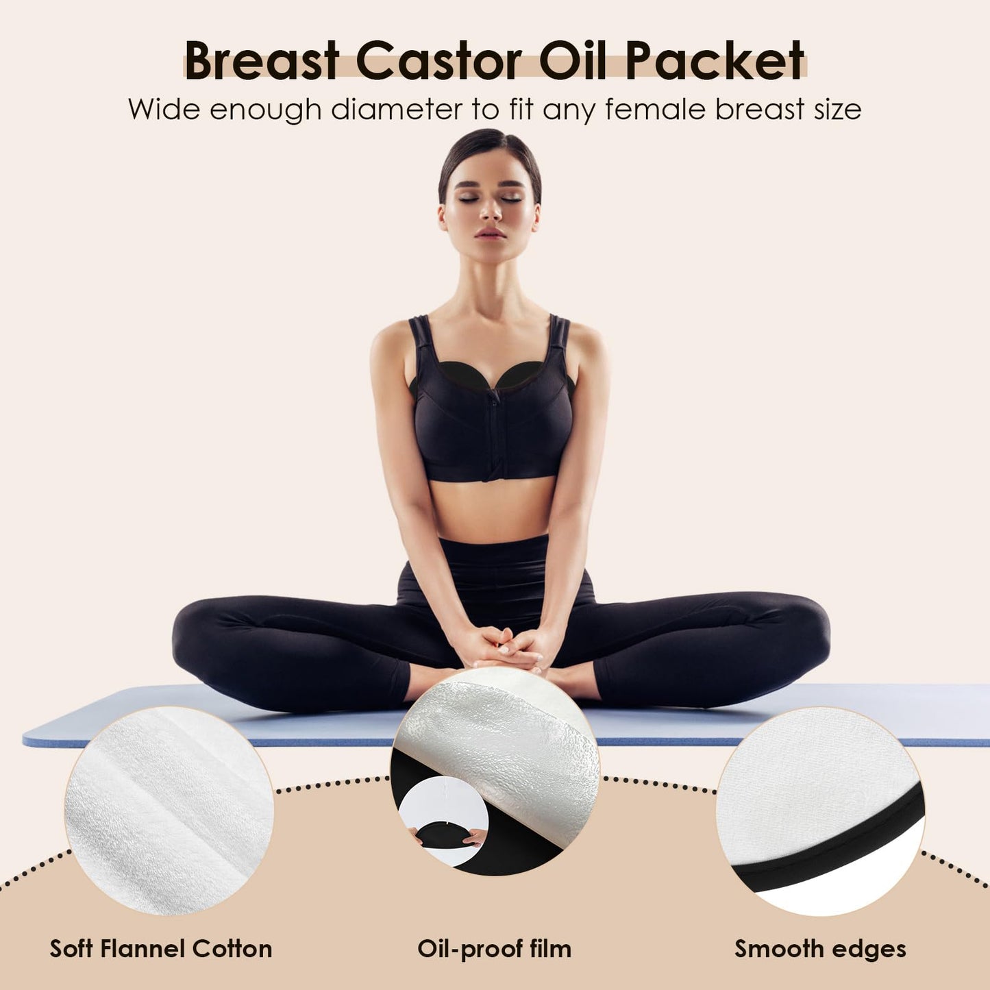 Castor Oil Pack Wrap - 8 Pcs Organic Cotton Kit with Reusable Pads