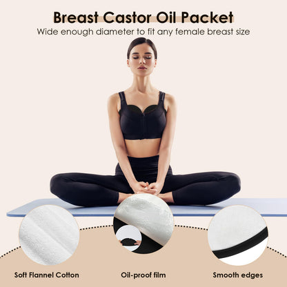 Castor Oil Pack Wrap - 8 Pcs Organic Cotton Kit with Reusable Pads