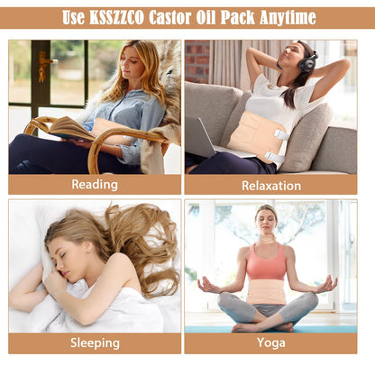 7 Pcs Castor Oil Pack Wrap Kit – Organic Cotton, Flannel, Adjustable Straps