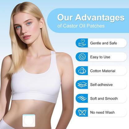 Castor Oil Pack Patches for Belly Button – 100 Organic Cotton Pads | Leak-Proof & Breathable