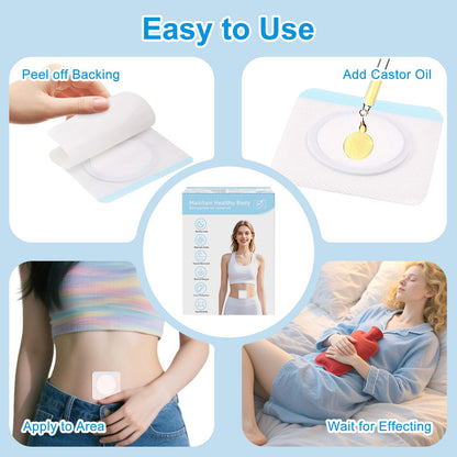 Castor Oil Pack Patches for Belly Button – 100 Organic Cotton Pads | Leak-Proof & Breathable