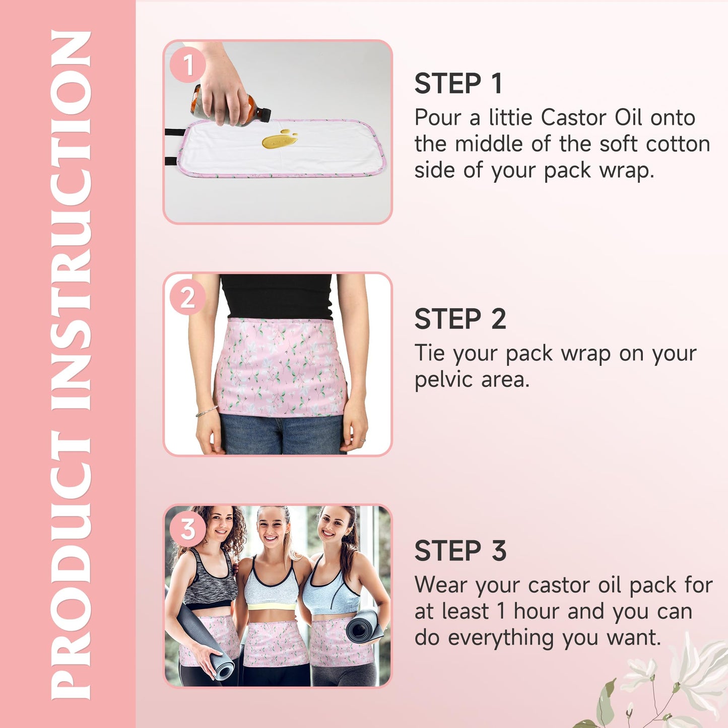 Castor Oil Pack for Pelvic - Heatless, Reusable, Organic Cotton Flannel (Oil Not Included)