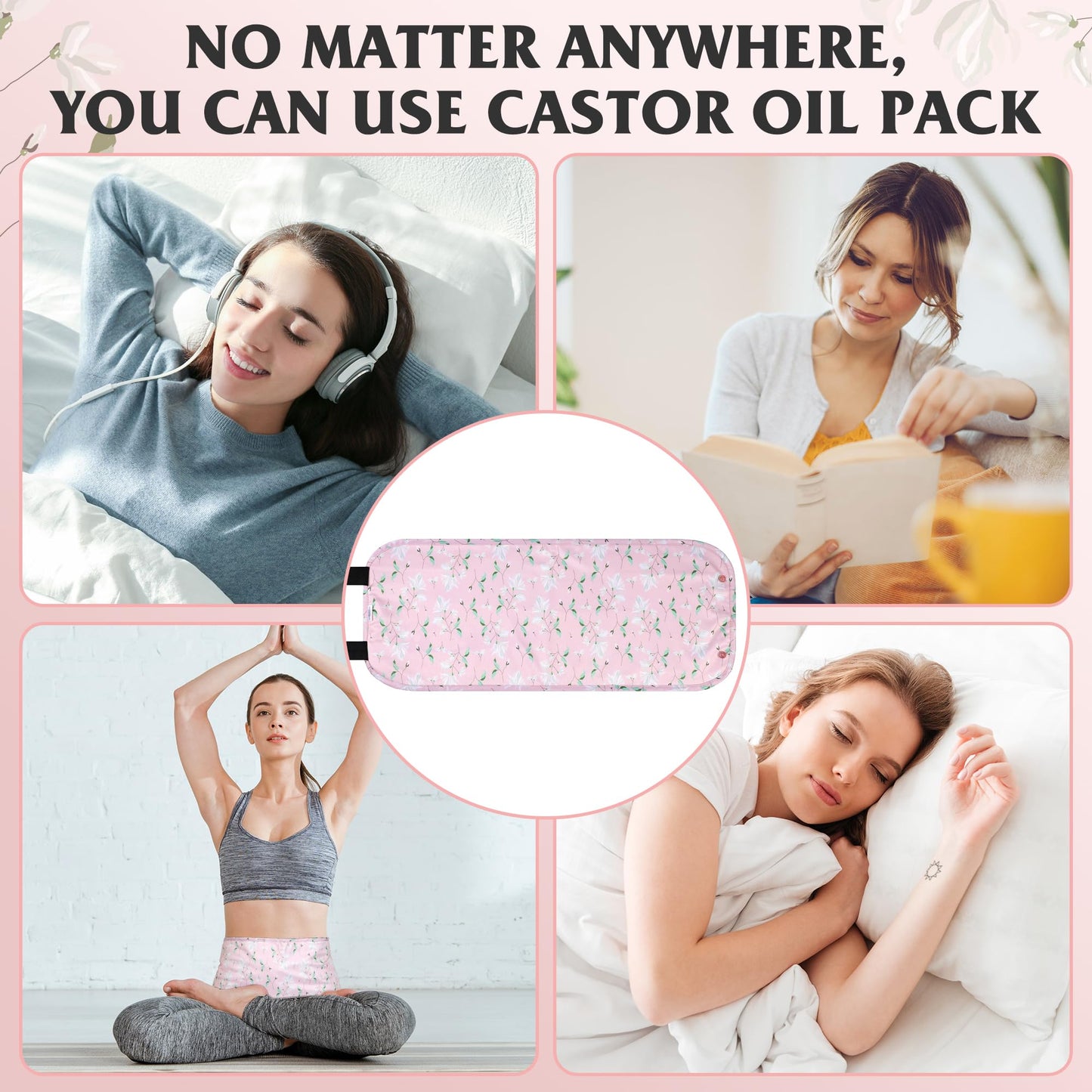 Castor Oil Pack for Pelvic - Heatless, Reusable, Organic Cotton Flannel (Oil Not Included)
