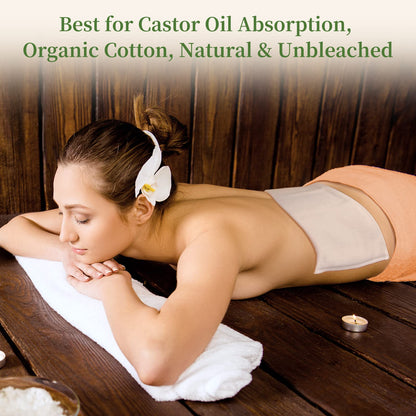 2Pcs Organic Cotton Flannel for Castor Oil Pack - Unbleached, Reusable