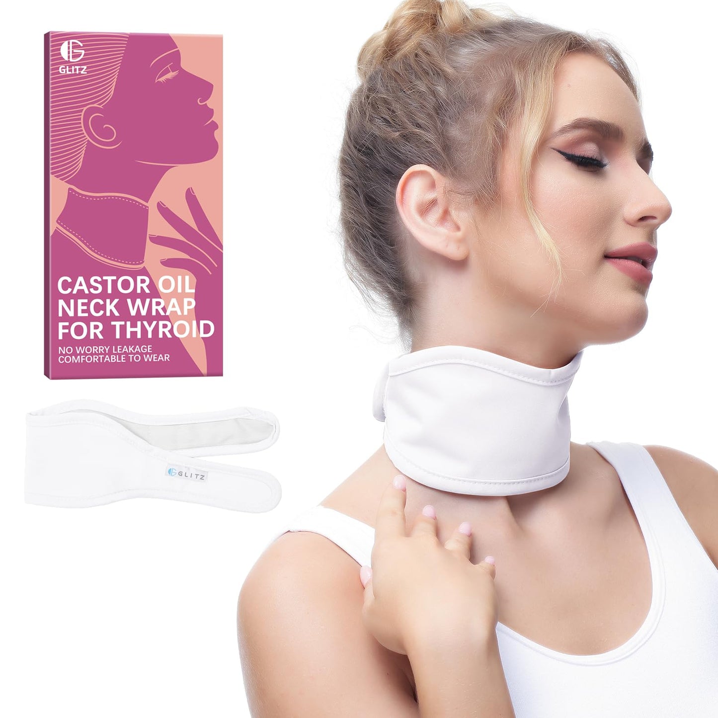 Castor Oil Pack for Thyroid - Reusable Neck Wrap (Oil Not Included)