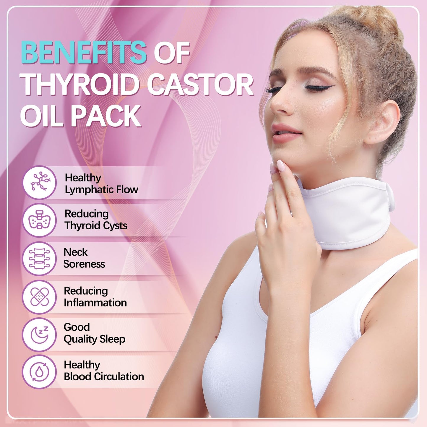 Castor Oil Pack for Thyroid - Reusable Neck Wrap (Oil Not Included)
