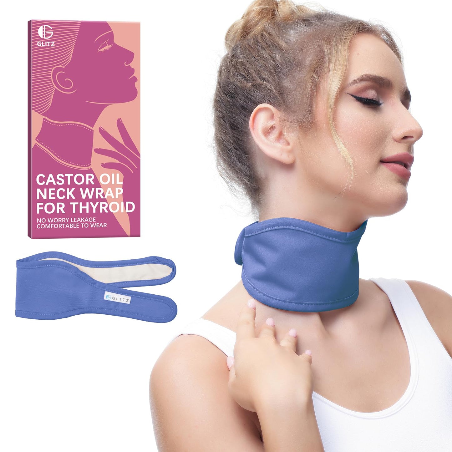 Castor Oil Pack for Thyroid - Organic Neck Wrap (Violet) | Reusable & Leak-Proof