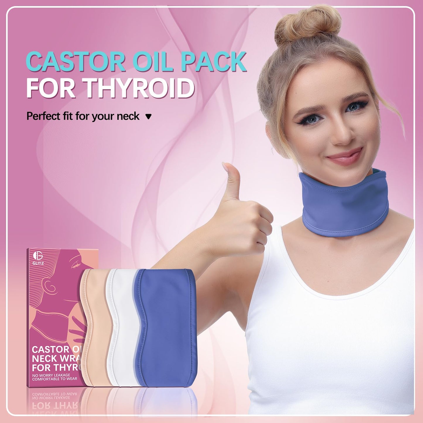 Castor Oil Pack for Thyroid - Organic Neck Wrap (Violet) | Reusable & Leak-Proof