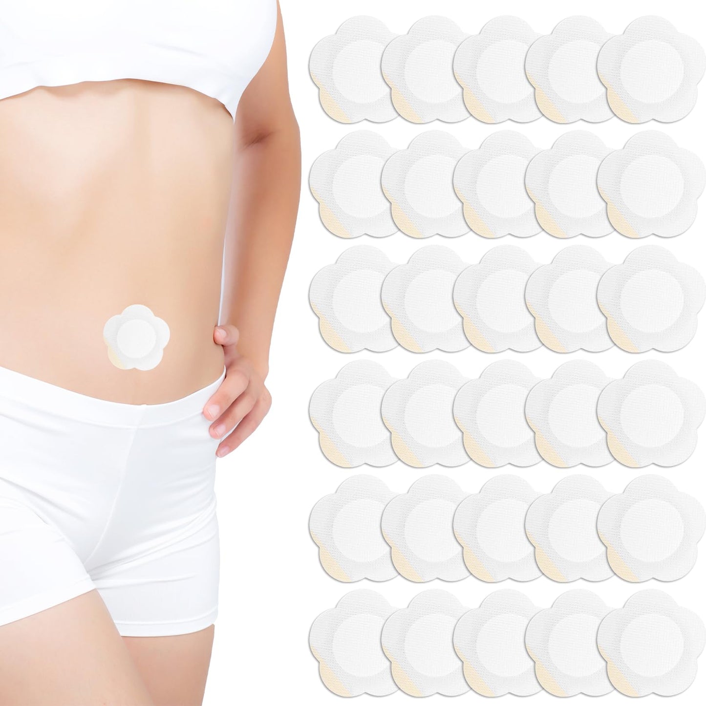 30pcs Castor Oil Pack Wrap for Belly Button – Self-Adhesive Patches, Spunlace Cloth