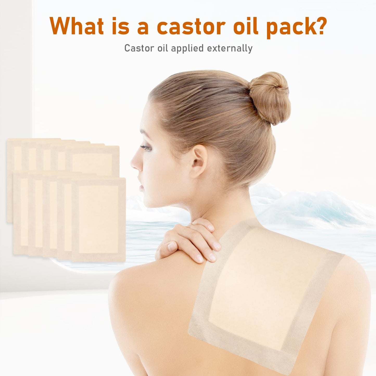 10pcs Castor Oil Pack Wrap – Self-Adhesive, Organic Cotton Flannel, No-Leak Design