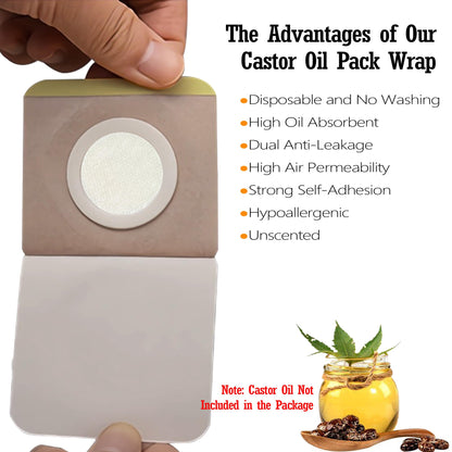 15 Pack 3.2\" Disposable Castor Oil Pack Wrap for Belly Button, Self-Adhesive Castor Oil Patches with Organic Cotton Pad, No Wash, No Irritation, and Anti-Leakage Men Women Day and Night Use