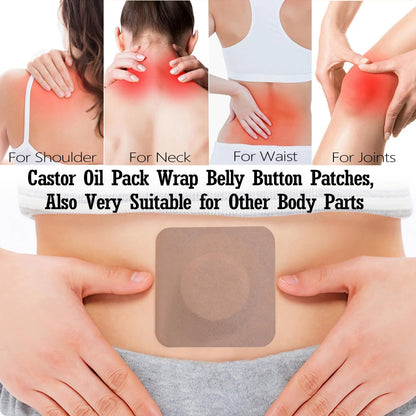 15 Pack 3.2\" Disposable Castor Oil Pack Wrap for Belly Button, Self-Adhesive Castor Oil Patches with Organic Cotton Pad, No Wash, No Irritation, and Anti-Leakage Men Women Day and Night Use