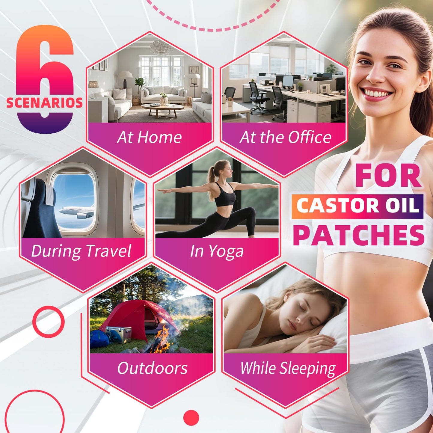 Castor Oil Pack Wrap Patch - Organic Cotton Belly Button Patch (30 Pcs) | Disposable Self-Adhesive Abdominal Pads