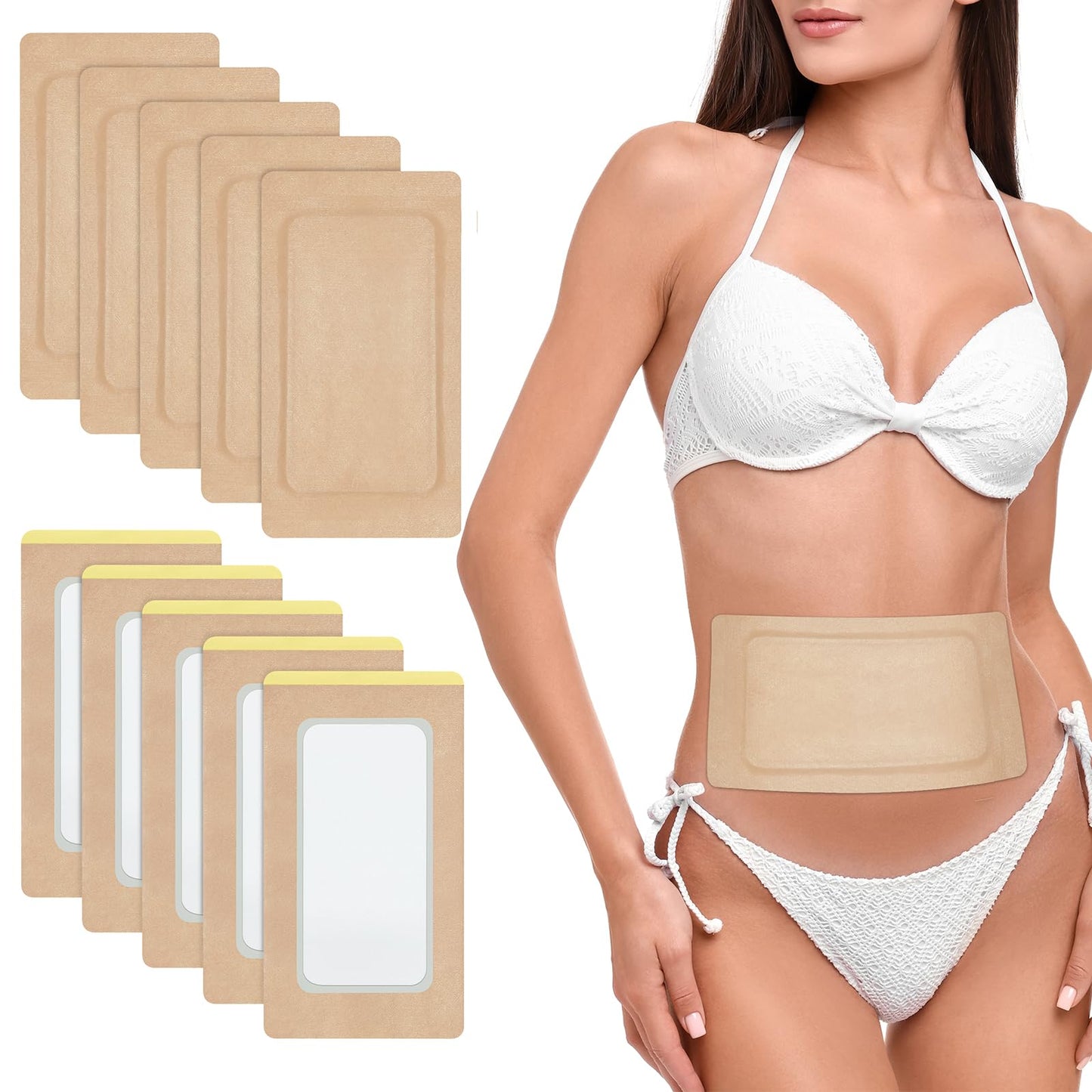 10Pcs Castor Oil Pack Wrap | Organic Cotton, Disposable Self-Adhesive Patches (11.8 x 6.3 in) - Leak-Free, Portable