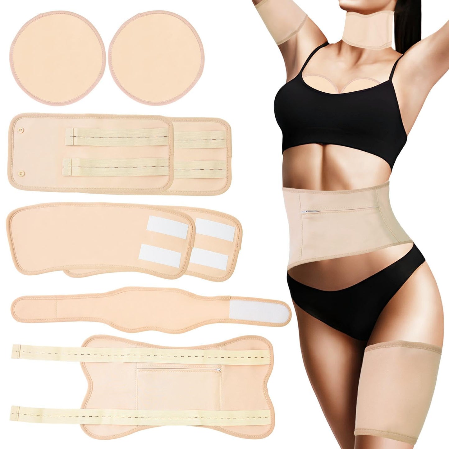 Castor Oil Pack Wraps - 8 Pcs Reusable, Adjustable Straps, Anti-Leak, Machine Washable