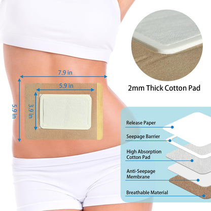 20 Pcs Castor Oil Pack Wrap – Disposable Castor Oil Patches with Anti-Leakage Cotton for Stomach & Liver (Oil Not Included), 7.9 in x 5.9 in