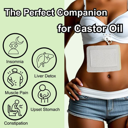 Castor Oil Pack Wrap - Disposable Self-Adhesive, Breathable Organic Cotton (No Essential Oils) - 10pcs