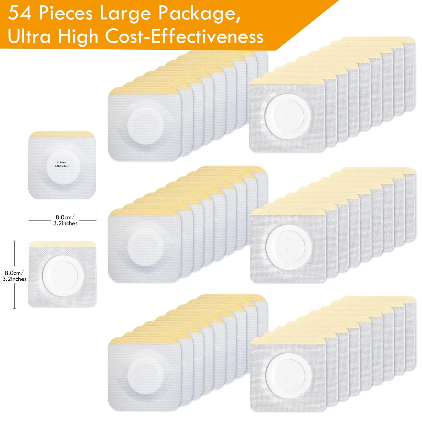 54 Pack Disposable Castor Oil Pack Wrap – 3.2-inch Self-Adhesive Patches, Organic Cotton