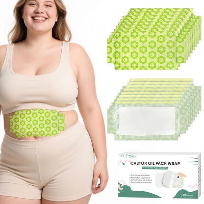 30 Pcs Castor Oil Pack Wrap Plus Size – Self-Adhesive Castor Oil Patches (No Wash)