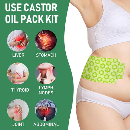 30 Pcs Castor Oil Pack Wrap Plus Size – Self-Adhesive Castor Oil Patches (No Wash)