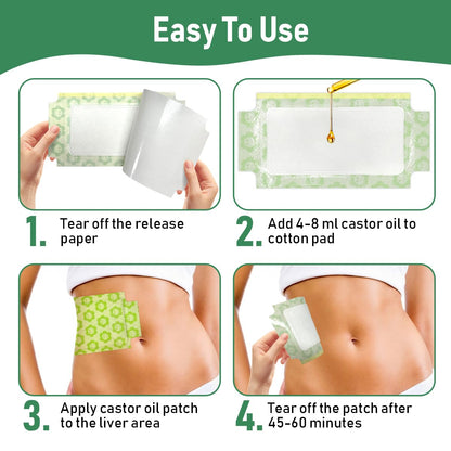 30 Pcs Castor Oil Pack Wrap Plus Size – Self-Adhesive Castor Oil Patches (No Wash)