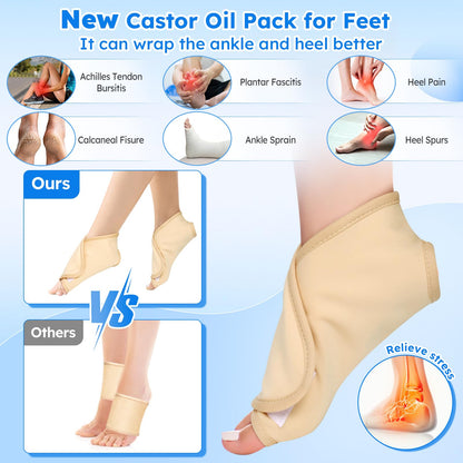 Castor Oil Pack Wrap Kit – 10 Pcs Reusable Organic Castor Oil Packs with Adjustable Straps