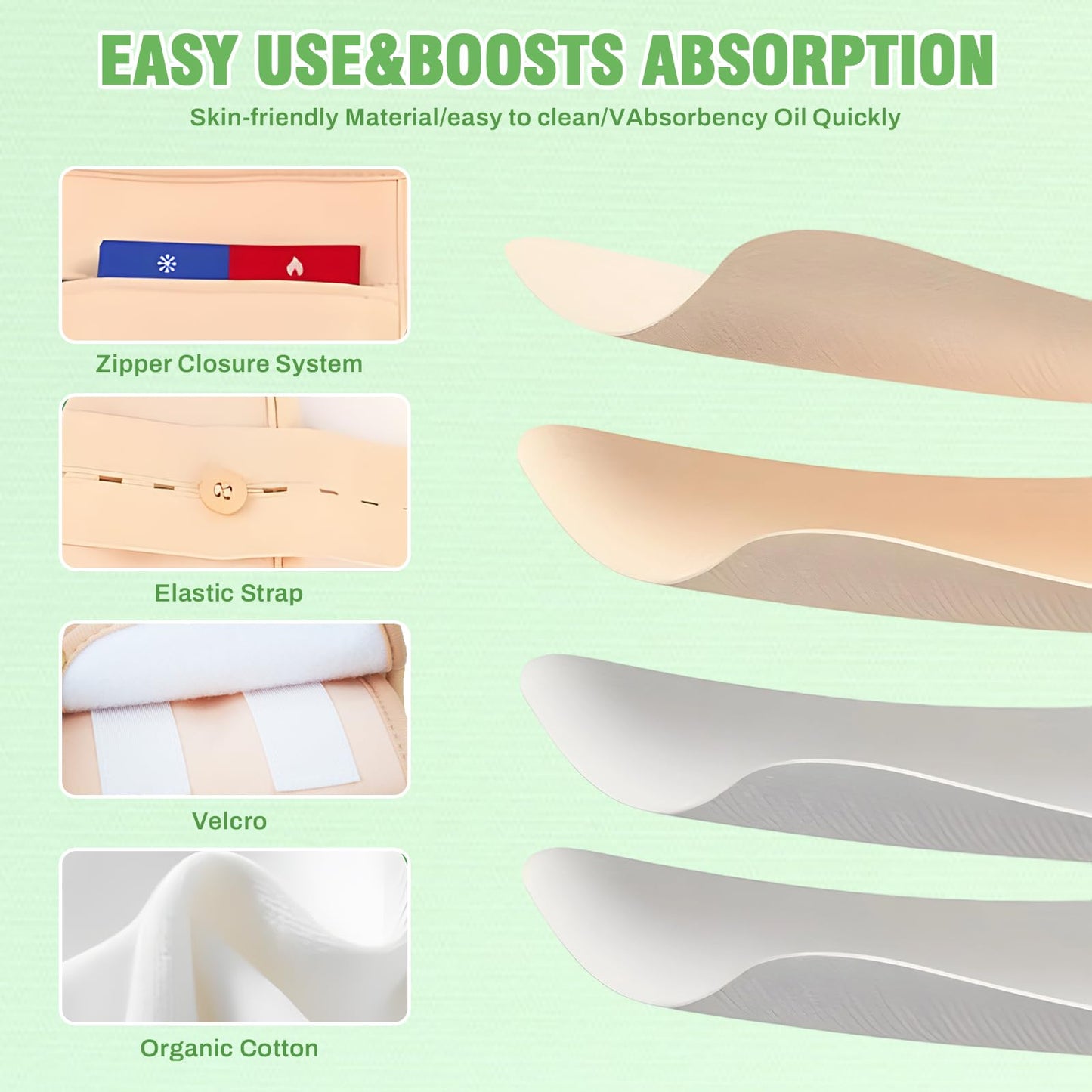 Castor Oil Pack Wraps - 8 Pcs Reusable, Adjustable Straps, Anti-Leak, Machine Washable