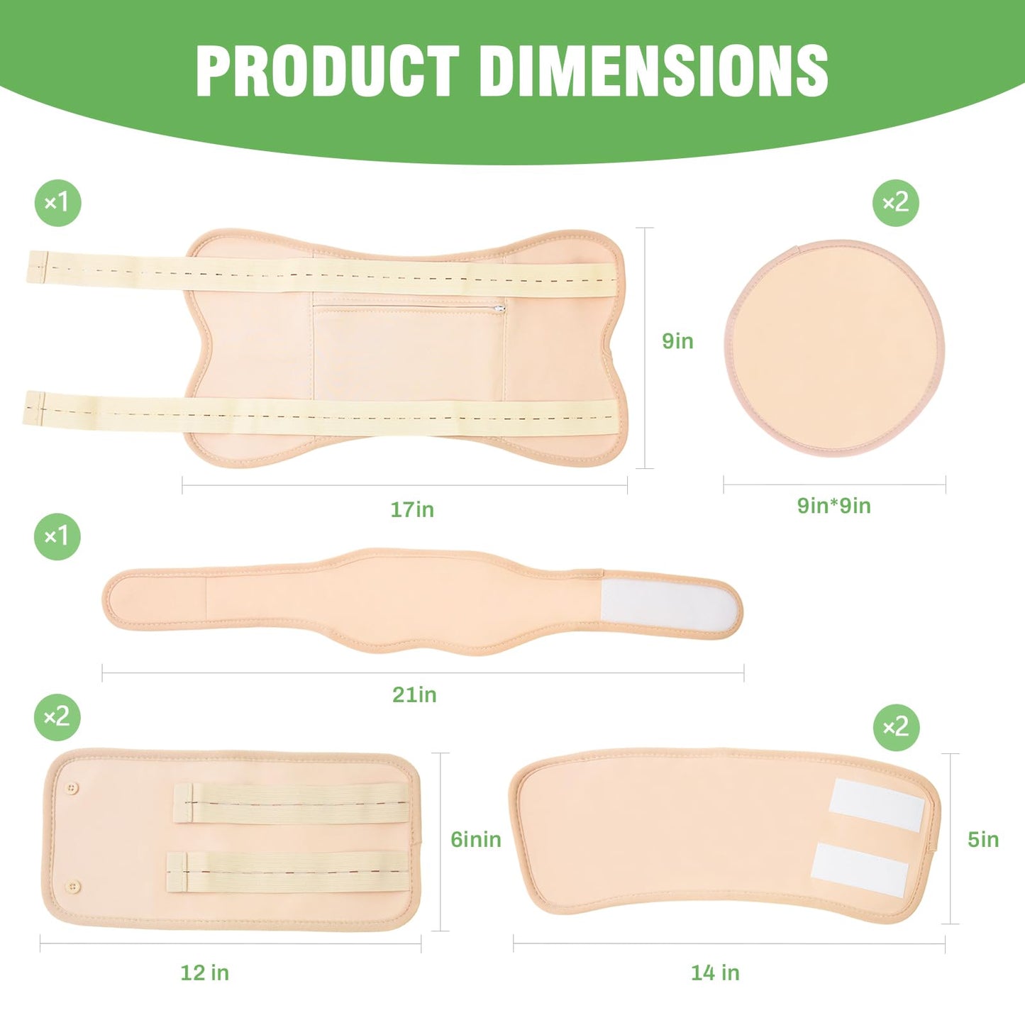 Castor Oil Pack Wraps - 8 Pcs Reusable, Adjustable Straps, Anti-Leak, Machine Washable