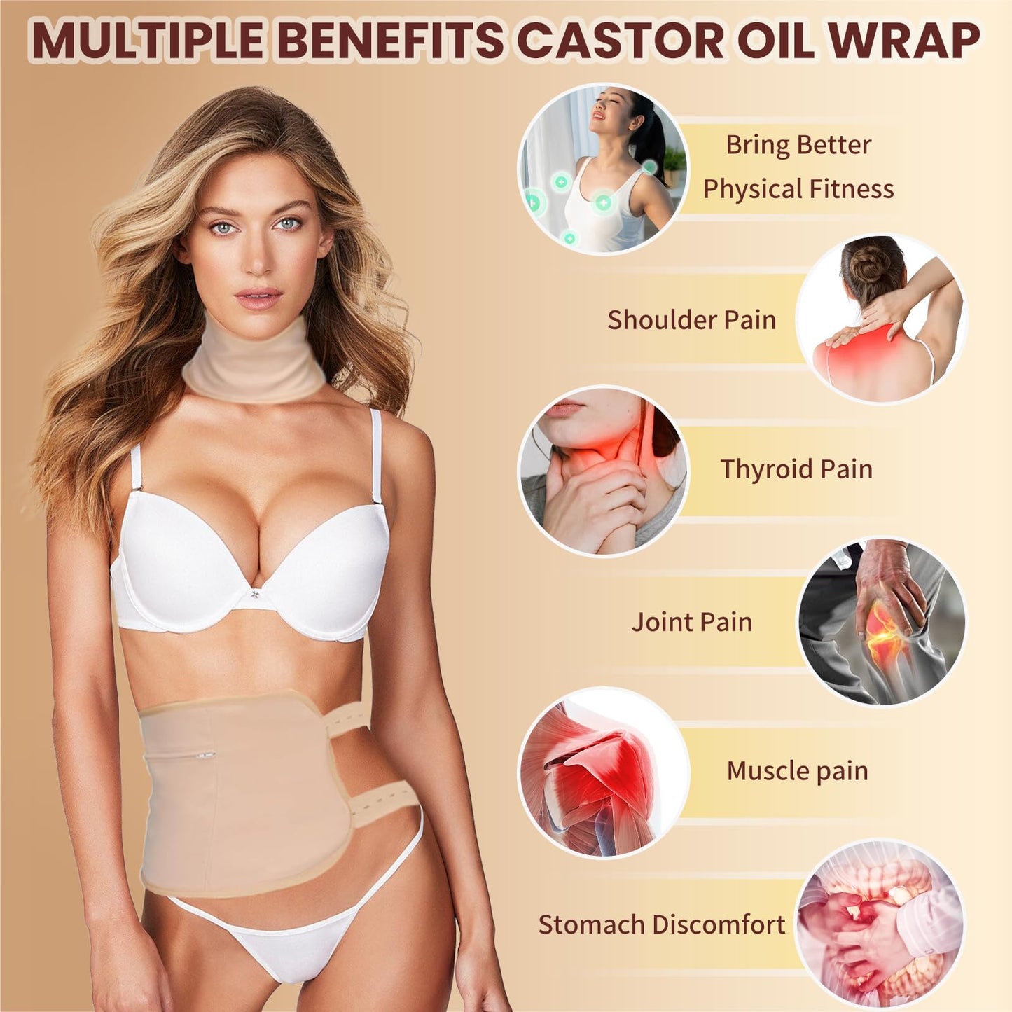 Castor Oil Pack Wrap Set – Organic Oil & Reusable Cotton Wraps (8.6oz)