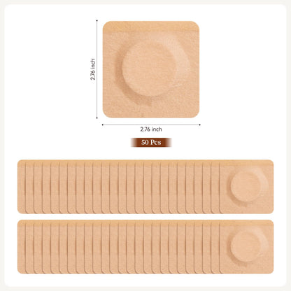 50 Pcs Castor Oil Pack Wrap - Self-Adhesive Cotton Patches (Disposable Pads)