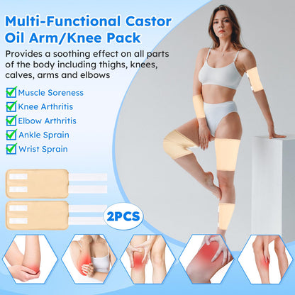 Castor Oil Pack Wrap Kit – 10 Pcs Reusable Organic Castor Oil Packs with Adjustable Straps