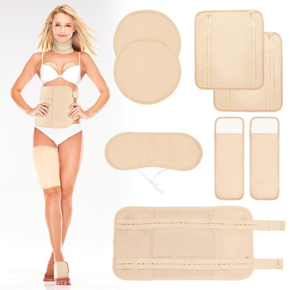 Castor Oil Pack Wrap - 8 Pcs, Reusable Organic Cotton with Adjustable Straps (Khaki)