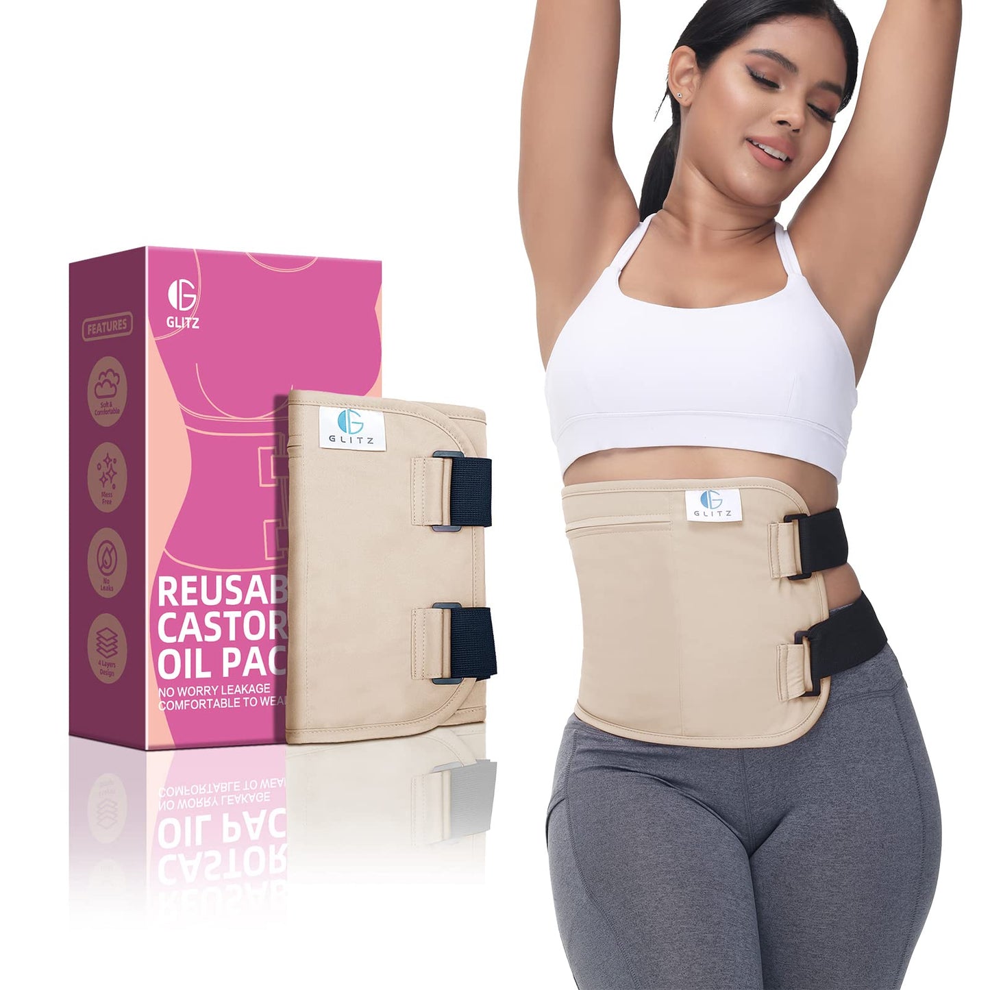 Castor Oil Pack Wrap – Reusable Organic Castor Oil Packs for Liver (Apricot Cotton)