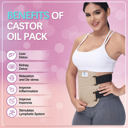 Castor Oil Pack Wrap – Reusable Organic Castor Oil Packs for Liver (Apricot Cotton)