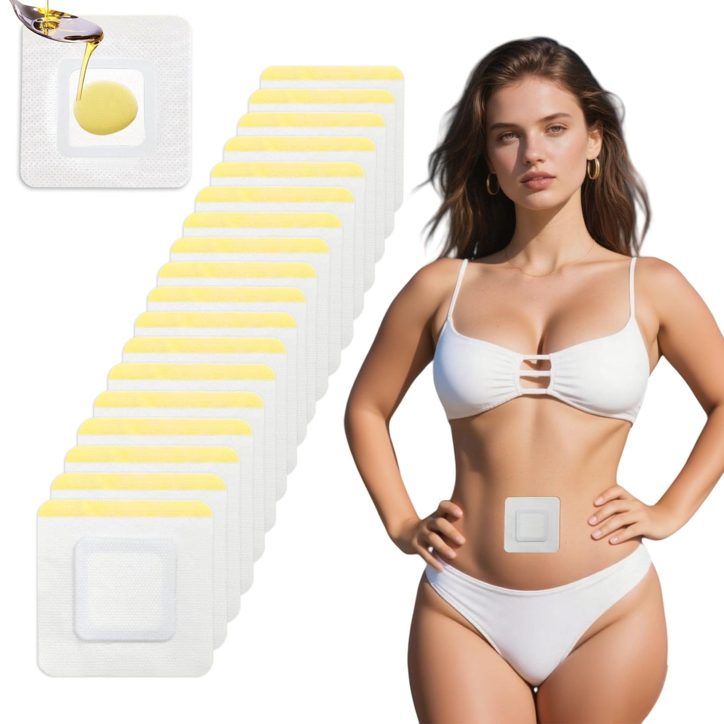 54Pack Hypoallergenic Castor Oil Pack Wrap for Belly Button — Disposable Self-Adhesive, 3.2 x 3.2 in