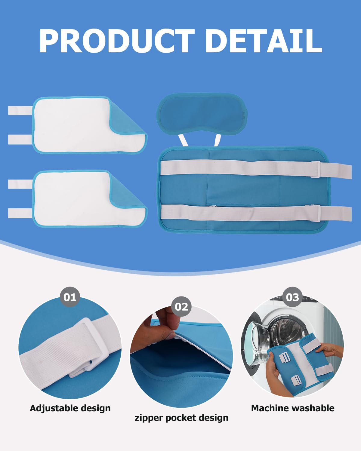 Castor Oil Pack Wrap Kit – 4-Pcs Reusable Organic Cotton Flannel (Blue)