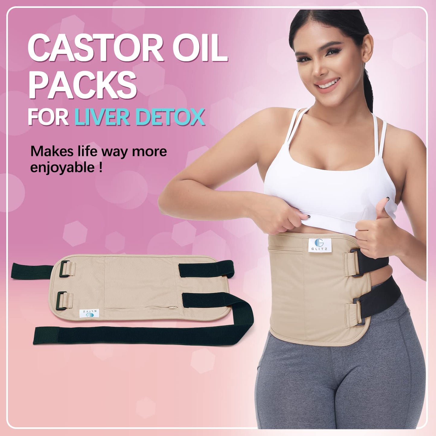 Castor Oil Pack Wrap – Reusable Organic Castor Oil Packs for Liver (Apricot Cotton)
